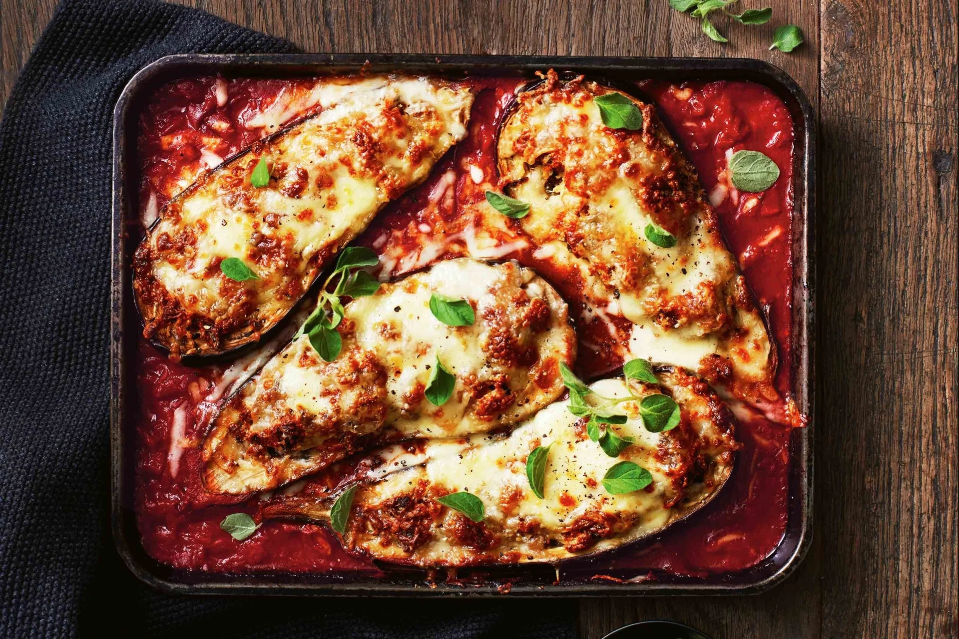 Cheesy stuffed eggplant parmigiana at Via Pizza